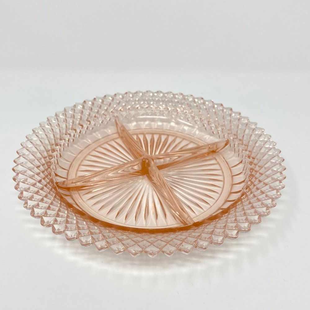 Pink Depression Glass Tray 4 Sections